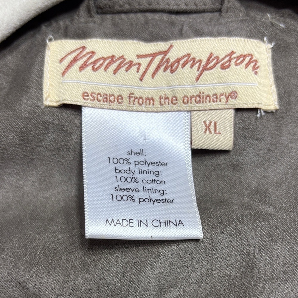 Vintage 90s Norm Thompson Faux Suede Bomber Jacket - Taupe - Size XL - Picture 7 of 11